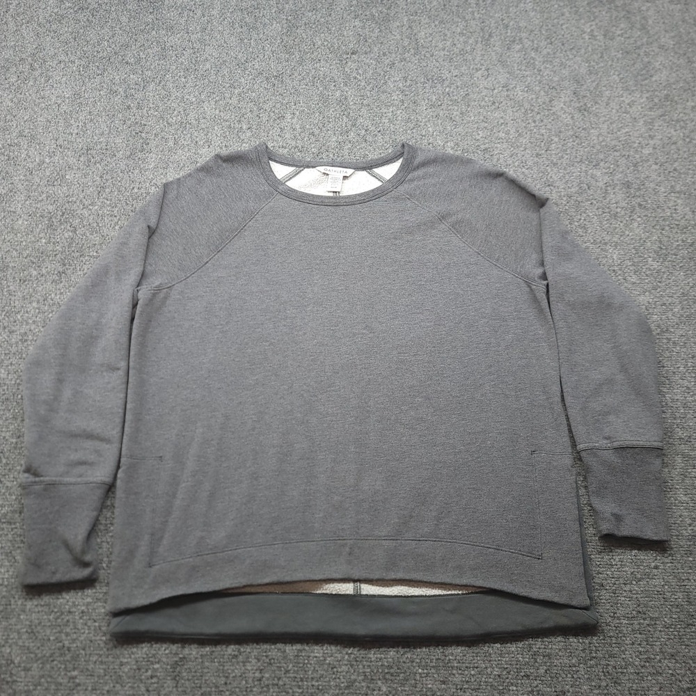 Athleta Coaster Luxe Sweatshirt Gray Fleece Pullover Thumbhole 659287-26 Mens M